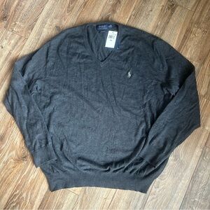 Ralph Lauren Men's Charcoal V-Neck Sweater 2XB